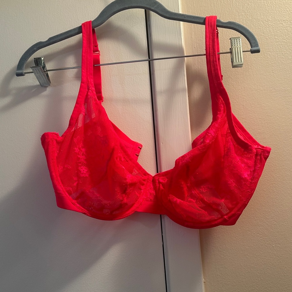 Cacique Bold Hot pink Lace Bra